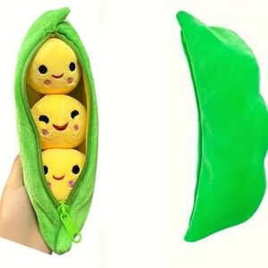 NEW Plushy 3 Peas In A Pod Trio SUPER CUTE! Zippered Stuffy Toy Plush Set